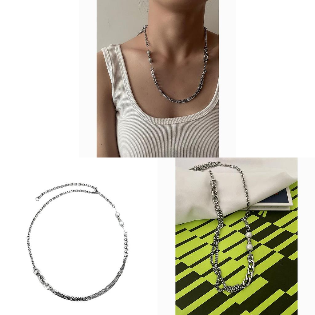 Reflective Bead Pendant Chain With Pearl Details For Men And Women Streetwear Accessories