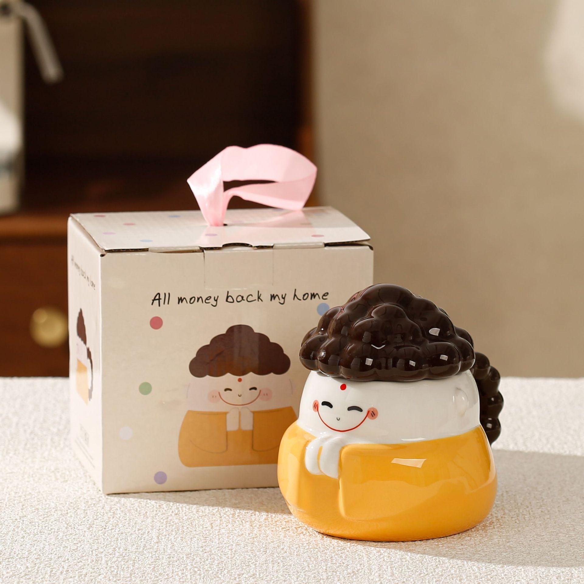 

Amitabha lucky mug with lid ceramic cup for graduation girlfriend gift souvenir water cup birthday gift 401-500ml