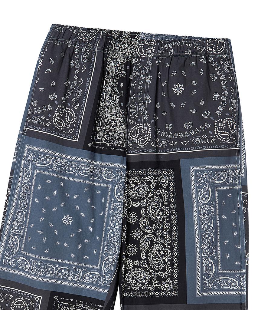BEYOND CLOSET Bandana Patch Detail String Pants Navy