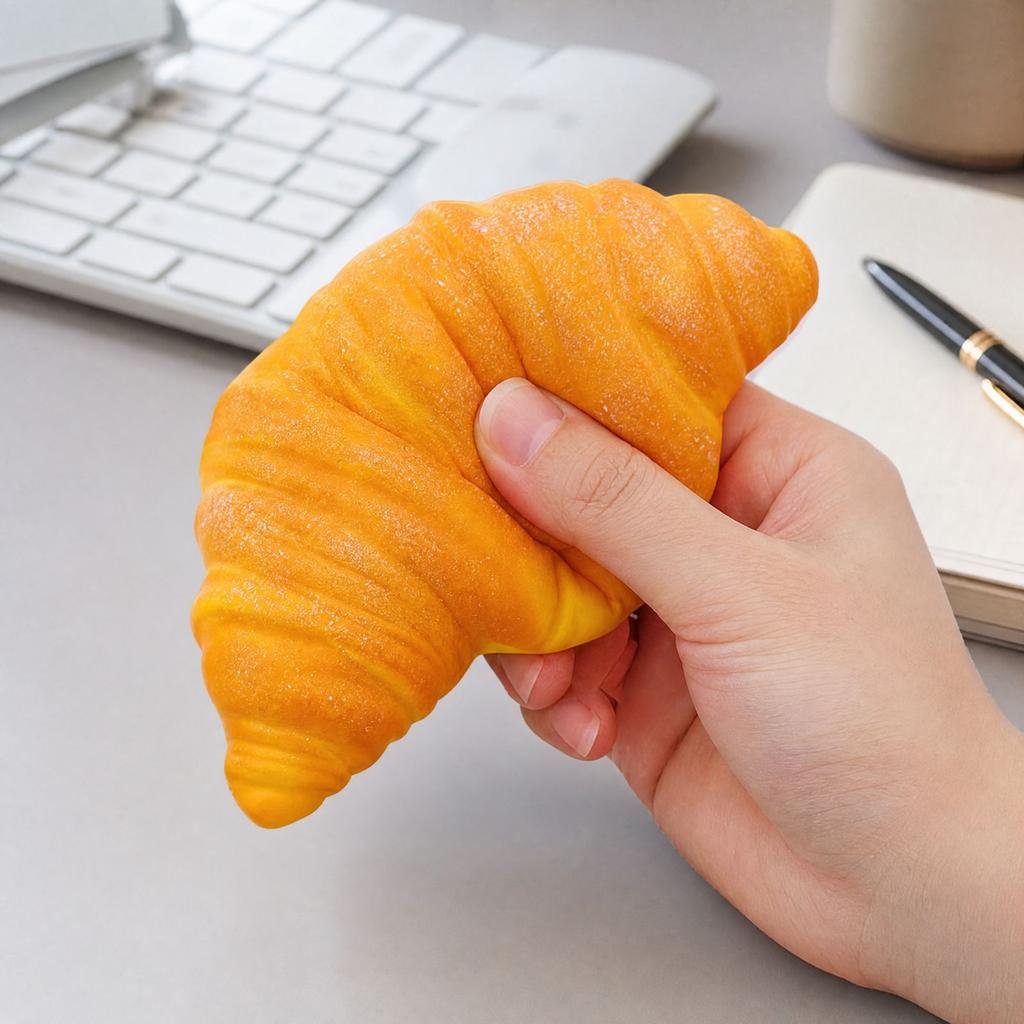 Realistisches Croissant-Spielzeug - Langsam aufgehendes weiches Stressball für Erwachsene und Kinder
