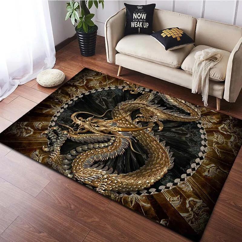 Red Chinese Dragon Carpet Living Room Large Floor Mat Anti-slip Coffee Tables Sofa Area Decoraion Foot Mats Door Rug for Home