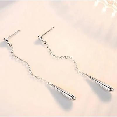 Boucles d'oreilles longues en argent 925 forme goutte d'eau pour femmes Nouveau design Boucles d'oreilles à pampilles luxe léger Bijoux de mariage Fête Cadeau