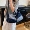 Damen-Umhängetasche mit Farbblock-Muster, Denim-Umhängetasche, große Kapazität, Unterarmtasche