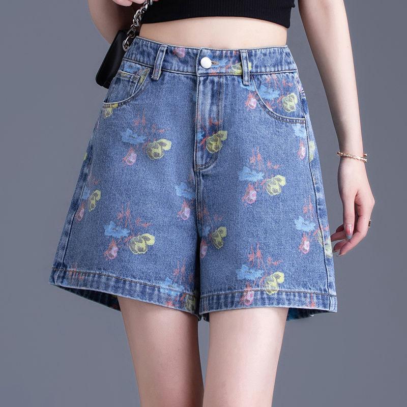 

WTEMPO Летние женские шорты с принтом Тонкие узкие шорты с высокой талией Свободные широкие шорты Градиент цвета Тонкие джинсовые шорты Повседневные шорты 32 синий