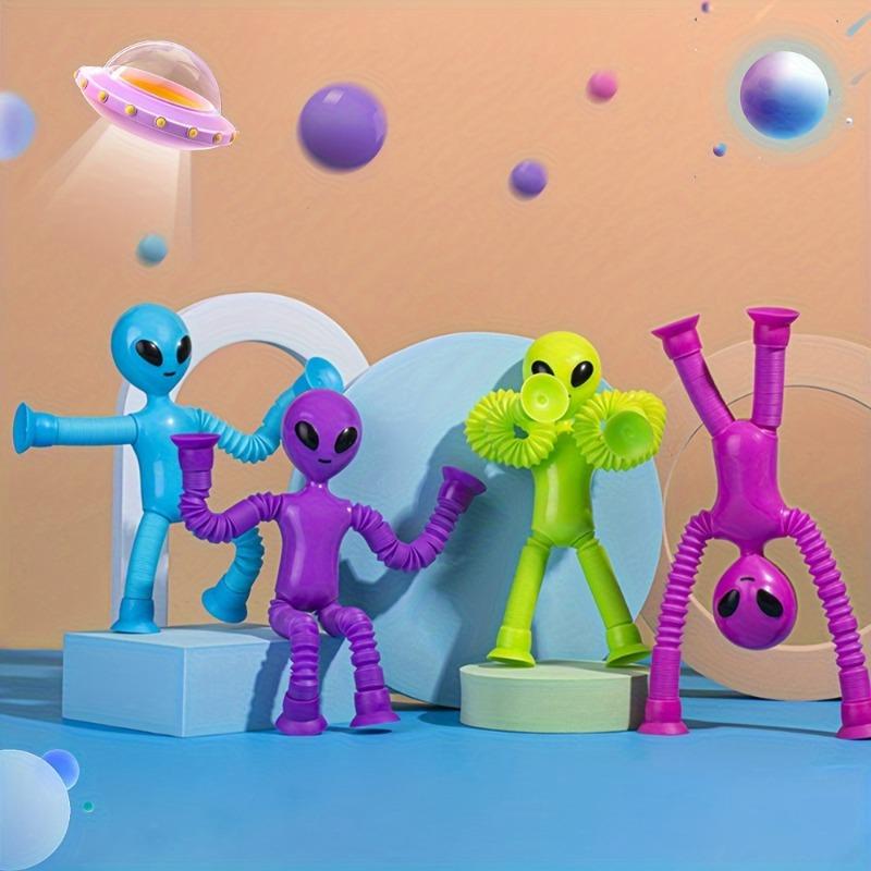 Kleurrijke Telescopische Buitenaardse Pop Tube Fidget Speelgoed Buigbaar Verstelbaar Buitenaards Figuur Uitrekbaar Knijpspeelgoed Stressverlichting Kinderen Sensorisch Cadeau