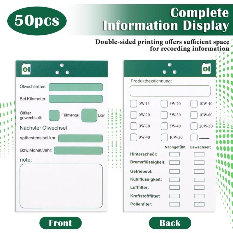50pcs/100pcs Auto Maintenance Pendants Oil Change Note Reminder Label Oil Change Notes 6x10cm Oil Change Pendants