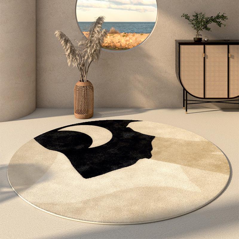 Round Faux Cashmere Wabi-Sabi Rug for Living Room, Bedroom, or Office