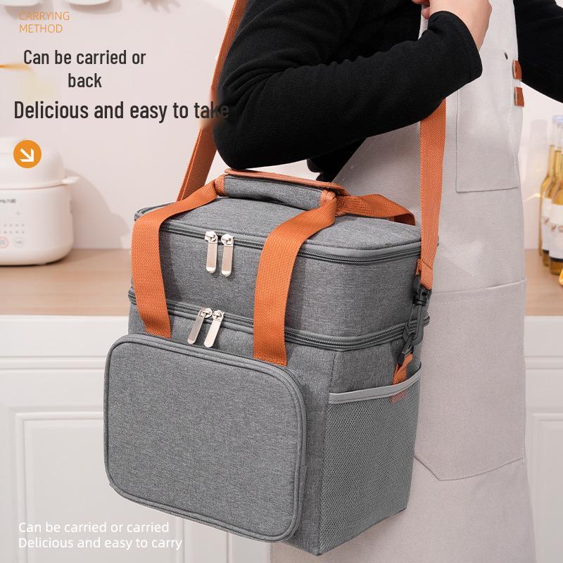 Large Capacity Insulated Picnic Bag - Double-layer, Leak-proof PEVA Lunch Box Cooler