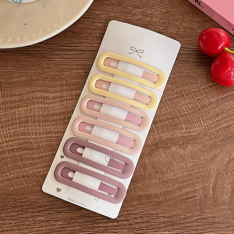 6Pcs Candy Color Wavy Hair Clip Women High-end Bangs Clip New Frosted BB Clip Simple Fresh Hairpin Girl Hair Accessories