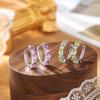 Light Luxury Row Inlaid Colored Treasure Ear Buckle S925 Sterling Silver Natural Crystal Peridot Earrings High-end Commuter Earrings Jewelry Gift