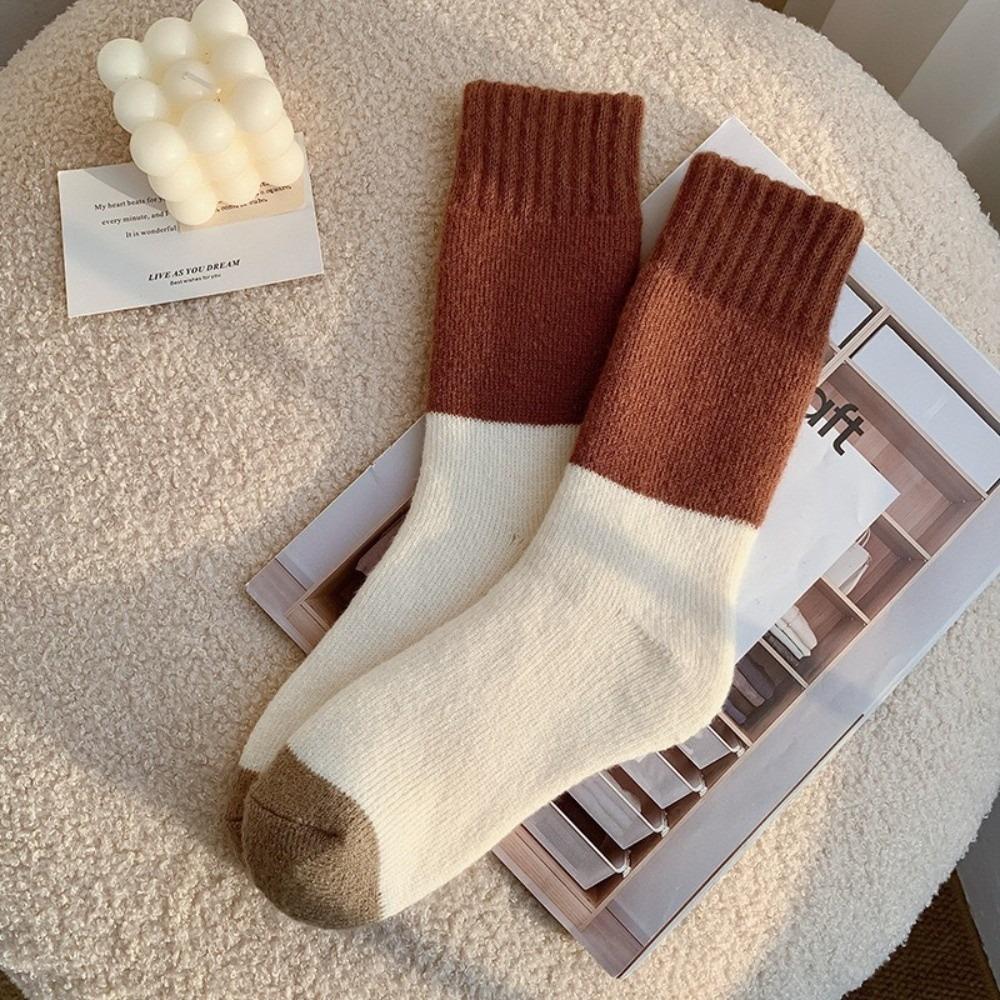 Knitted Cotton Women's Socks Bow Snow Boot Socks New Middle Tube Socks  Autumn and Winter