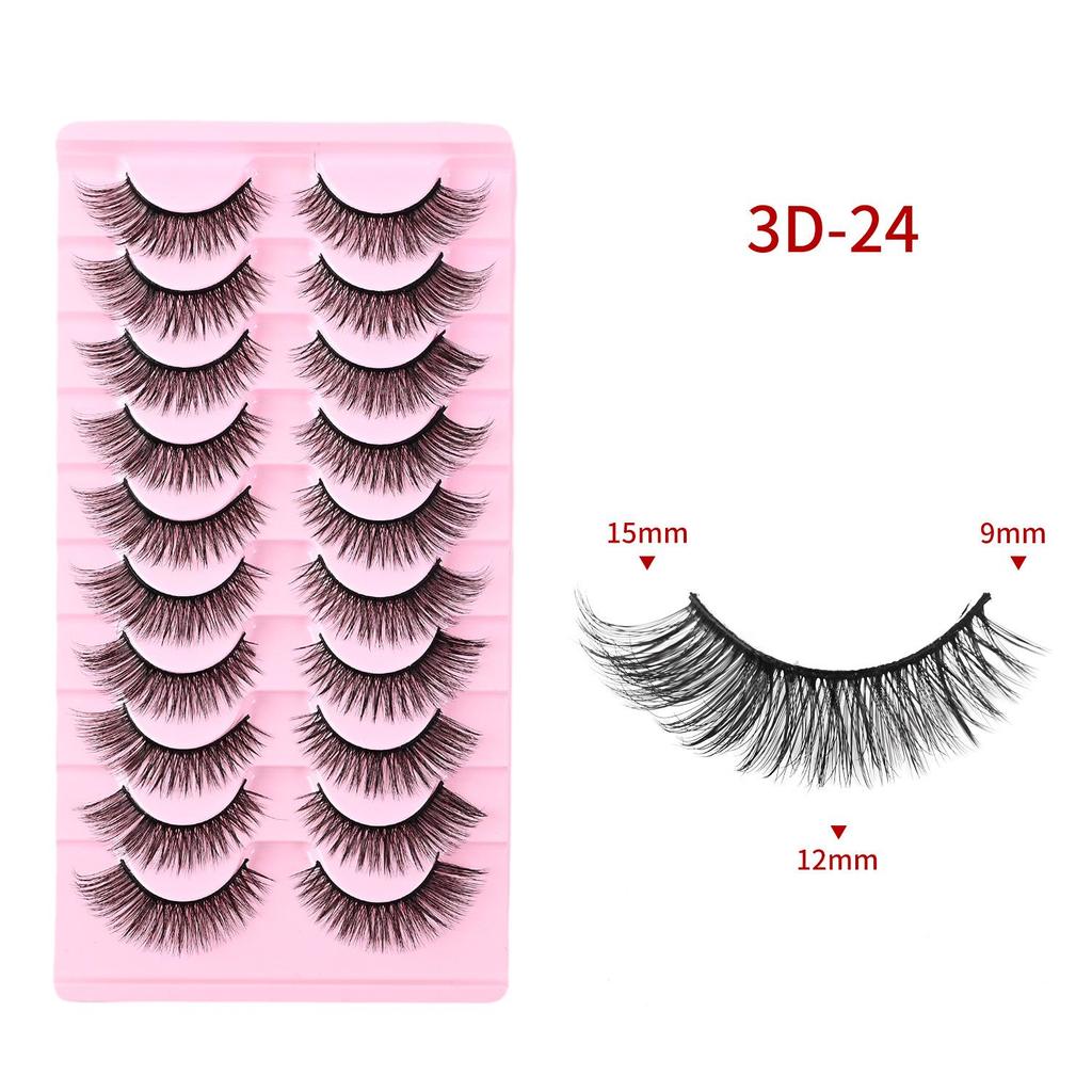 Ten Pairs of 3D Synthetic Fiber False Eyelashes: Bold European and American Style with Thick, Curled Volume