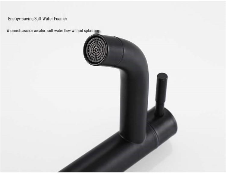 Enhanced Black Single-Hole Cold Basin Faucet - 304 Stainless Steel for Countertop/Undermount Bath