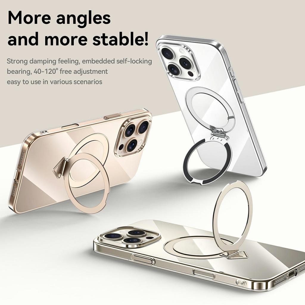 SULADA For iPhone 15 Pro Case Compatible with MagSafe Kickstand Clear PC Phone Cover
