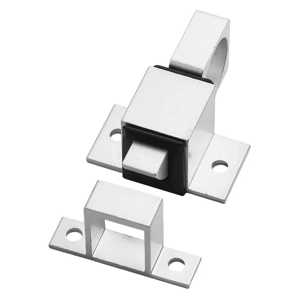 AAAAA AluminumAlloyBlack/Gray Window Gate Security Pull Ring Spring Bounce DoorBoltAutomatic Latch Lock Black Grey Window