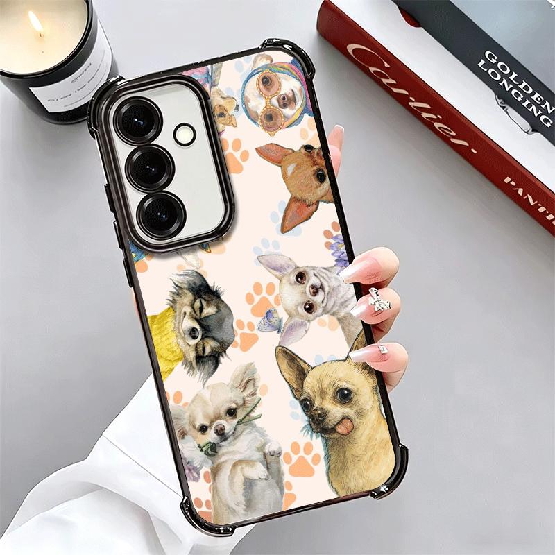 Chihuahua Puppy Teacup Dog Plating Phone Case For Samsung A17 A07 A37 A57 A16 A56 A15 A55 A14 A54 A13 A53 A26 A36 A25 A35 A24 A3