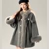 Höst och Vinter Ny Dam Söt Stil Förtjockad Varm Ullkappa med Ullkrage