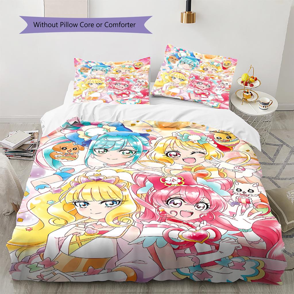WonderfulPrecur,Winx Club Pattern Bedding,Quilt Set Quilt Cover Pillowcase Home Birthday Gift (1 * Duvet Cover + 2 * Pillowcase, Without Core)