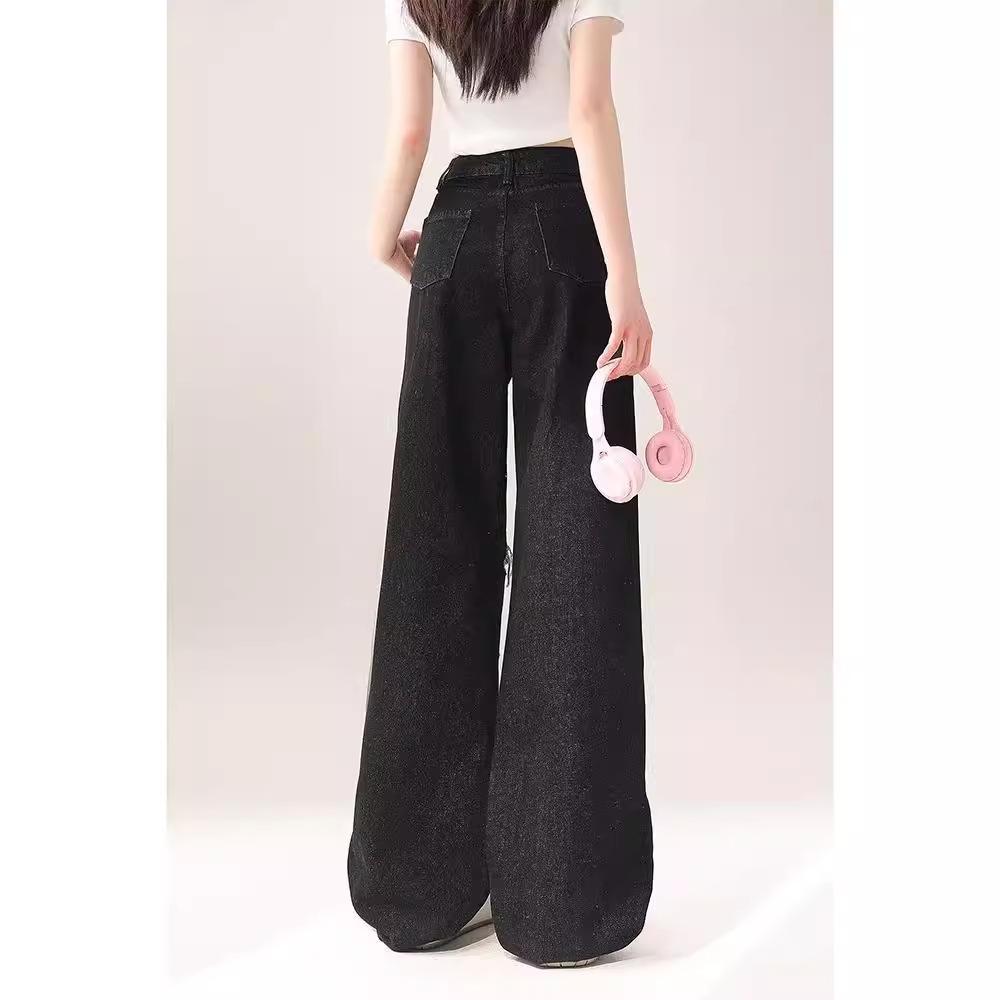 Women's Retro Autumn Wide-Leg Ripped Jeans - Trendy Street Style