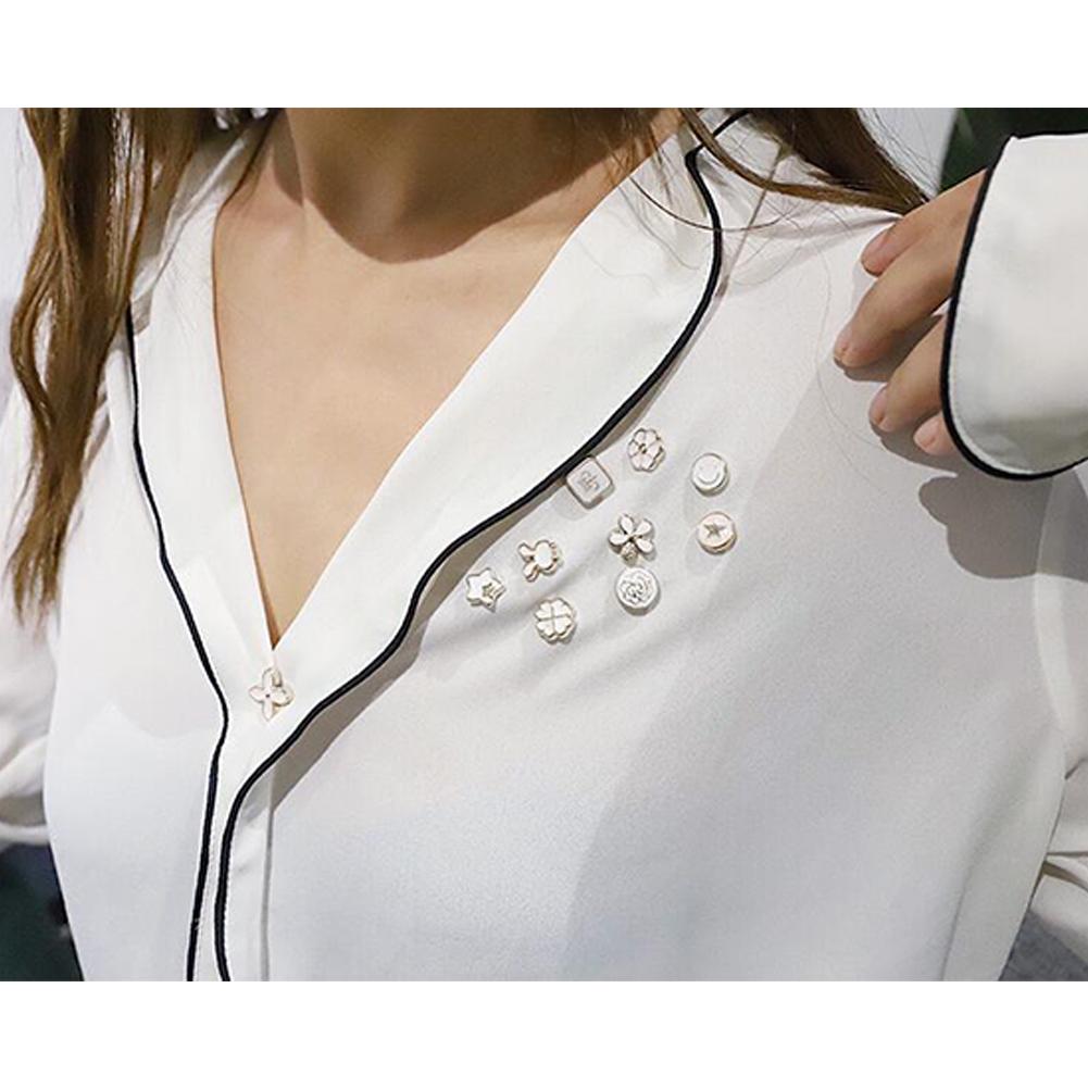 10Pcs/Set Simple Alloy Brooch Prevent Wardrobe Malfunction Botton Decor for Clothes