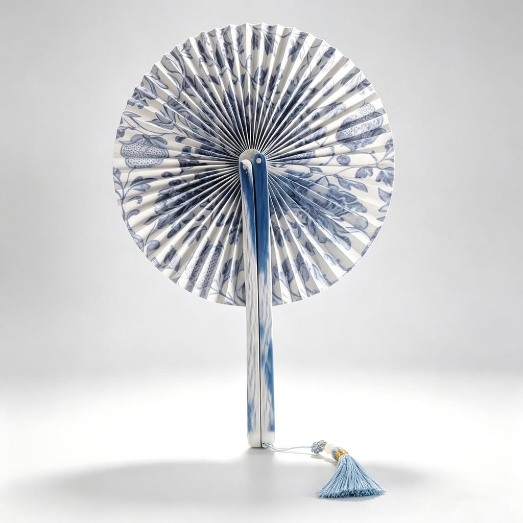 Chinese Style Portable Magnetic Folding Fan with Classical Print for Hanfu Dance