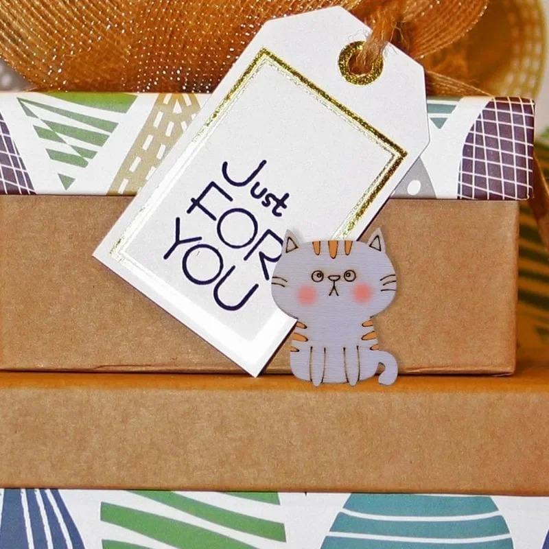 50pcs Unfinished Wooden Cat Cutouts Wood Discs Slices Blank Cat Animal Shaped Disc for Home DIY Handicraft Birthday Party