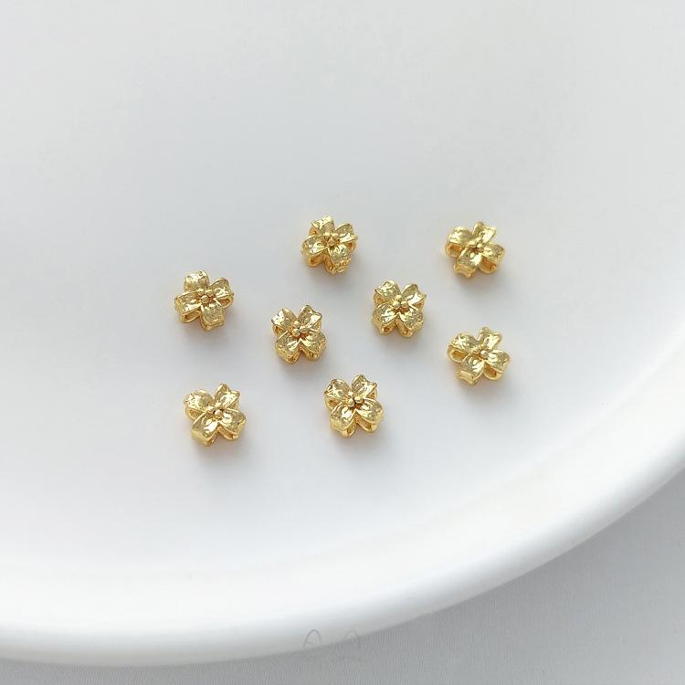 14K Gold-filled Double-sided Four-leaf Clover Osmanthus Spacer Beads Handmade Bracelet DIY Accessories