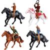 4pcs Horse Riding Figurine Plastic Farm World Character Model Toys Action Figure House Games for Kids Animal Collection (Random Color)