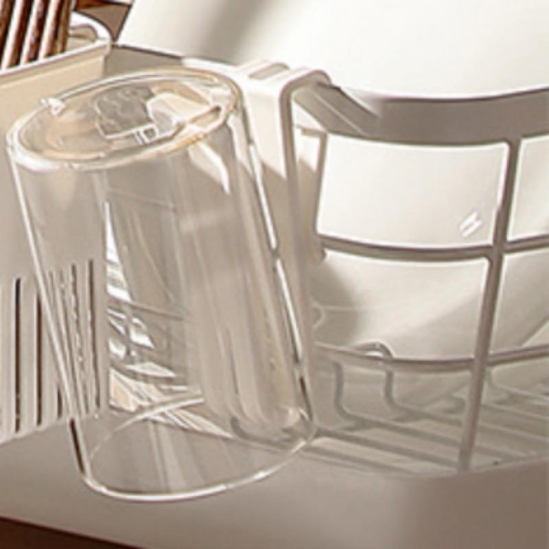 Wall-Mounted Cup Holder Nail-Free Draining Organizer Multifunctional Storage Rack for Living Room Drinking Fountain Space Saving