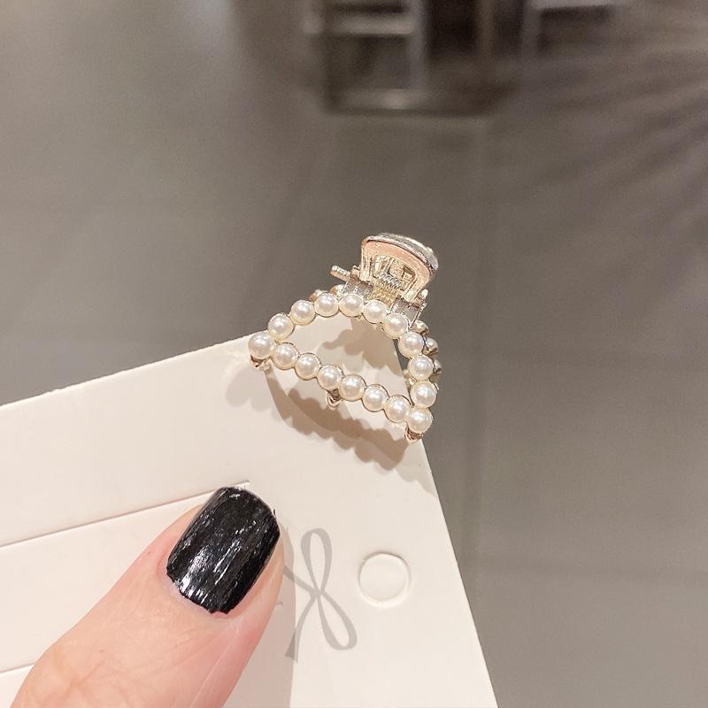 Pearl Rhinaute Small Hair Clip Female Net Celebrity Delicate High Ponytail Clip Korean Advanced Side Broken Hair Clip Headwear