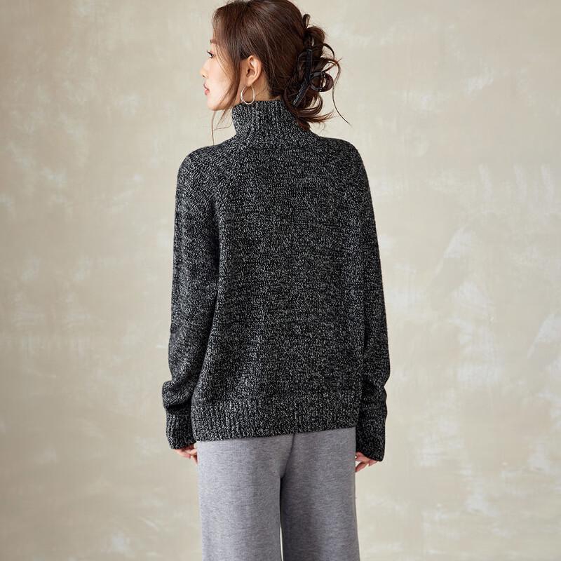Srcr Women's Loose Fit High-Neck 100% Wool Sweater