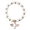 Nice Religious Stretch Bracelets Charm Angel for Cross Rosary Beads Bracelet Catholic Pendant for Women Jewelry Decor Gi