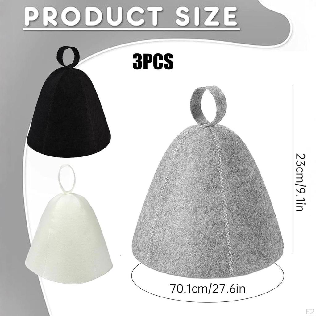 3 Pieces Felt Sauna Hats Breathable Durability Anti Heat Accessories