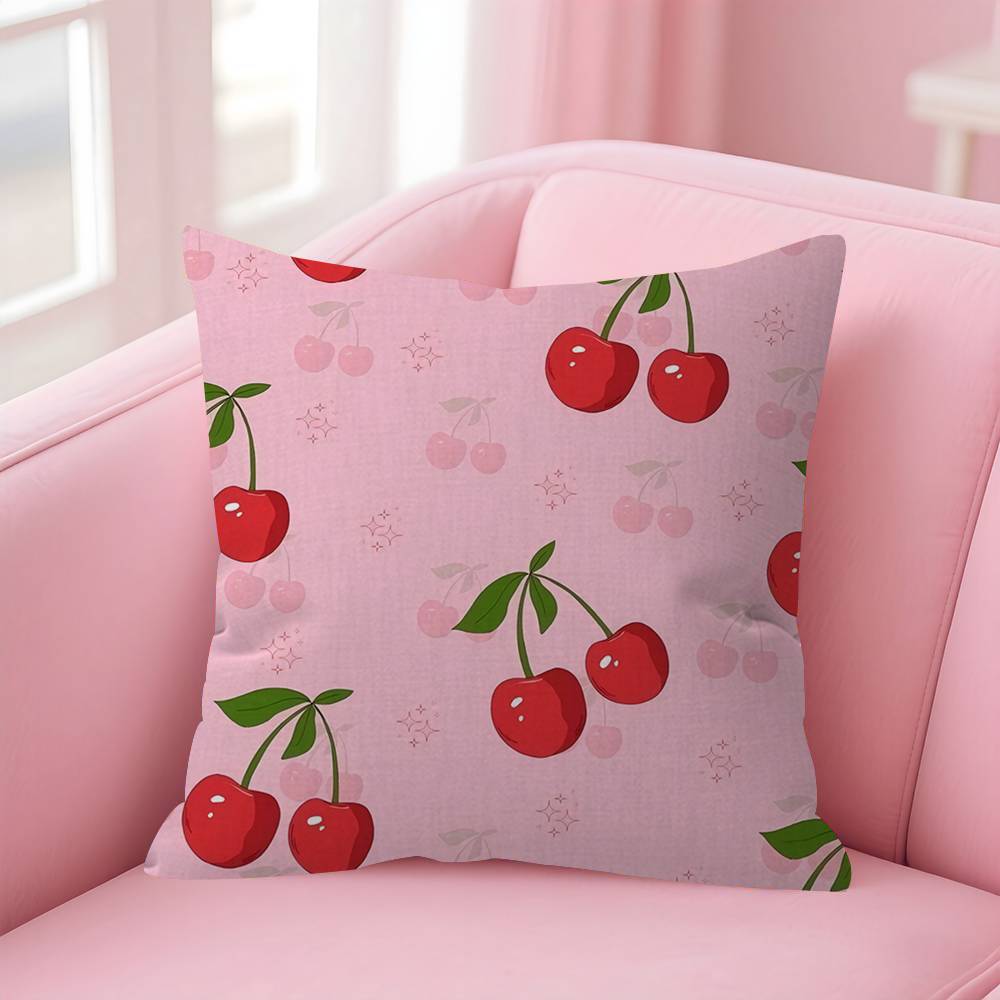 Red Cherry Fruit Creative Personalized Pillow Cover Kids Bedroom Wild Party Decor Pillowcase Kid Birthday Shower Gift