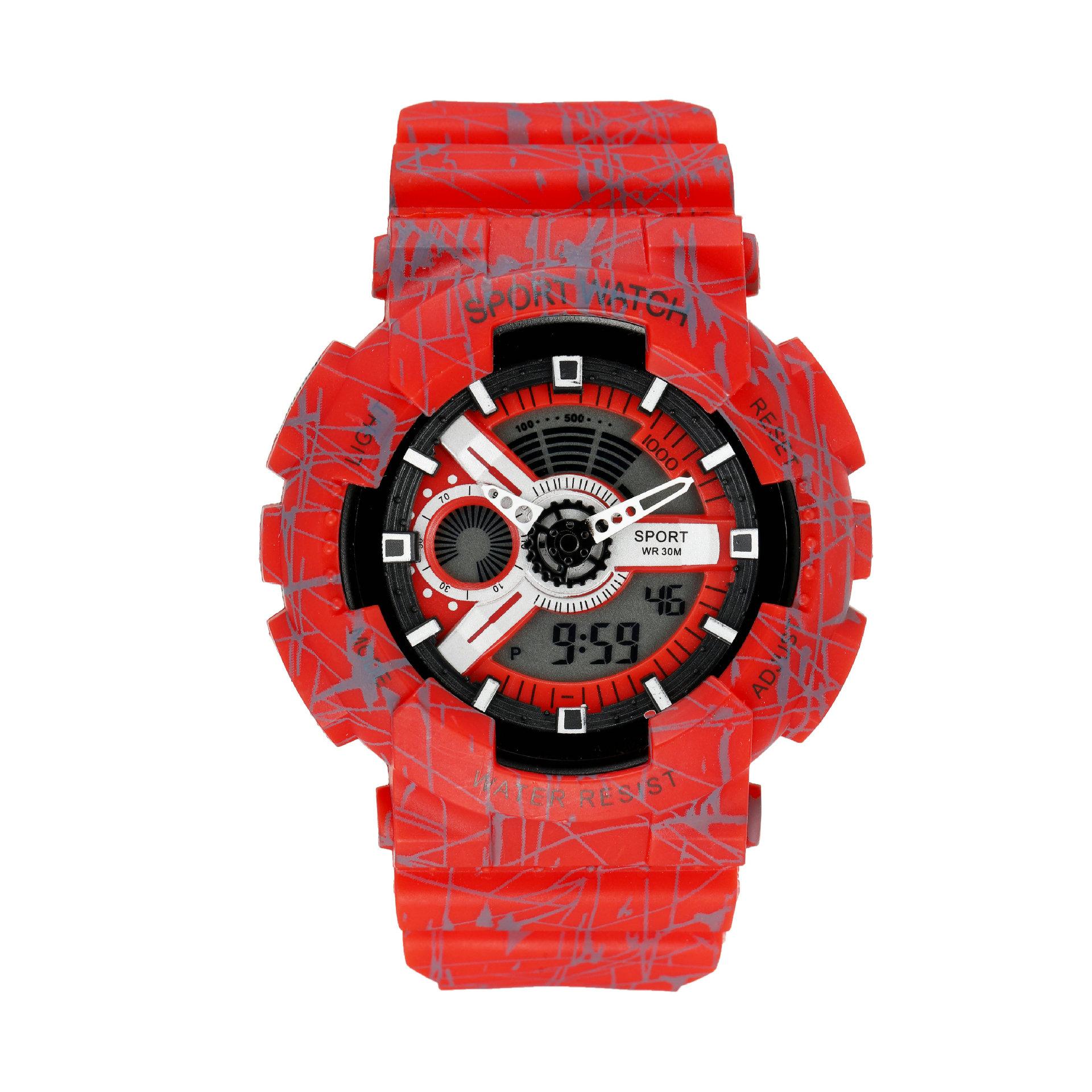 

Мужские светодиодные цифровые часы многофункциональные электронные часы силиконовый ремешок студенческие спортивные часы подарок красный