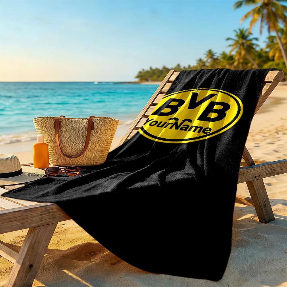 Borussia Dortmund Customize Text Beach Towel Quick-Dry Soft Microfiber Ideal for Travel Outdoor Swim Pool Yoga Surf Camping Hiking Gym Gift Holiday