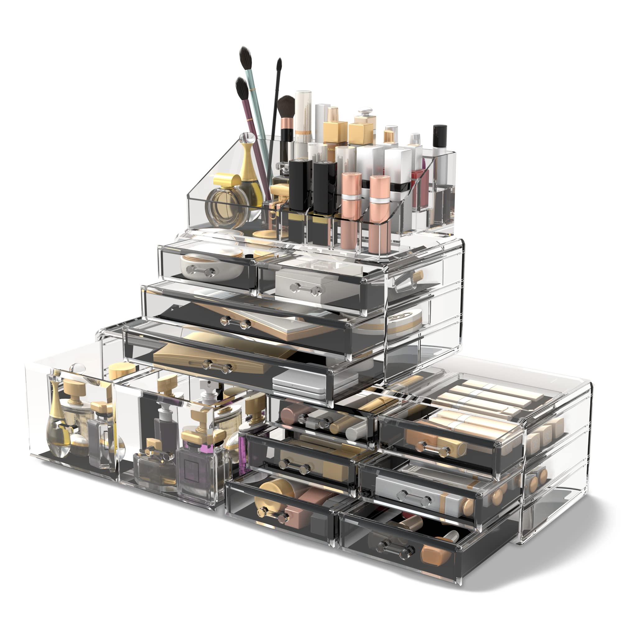 Readaeer Cosmetic Storage Extra Large Capacity Makeup Makeup Makeup Storage Cosmetic 4 Tiers Box, Case, Box, Case, Organizer, (Clear)