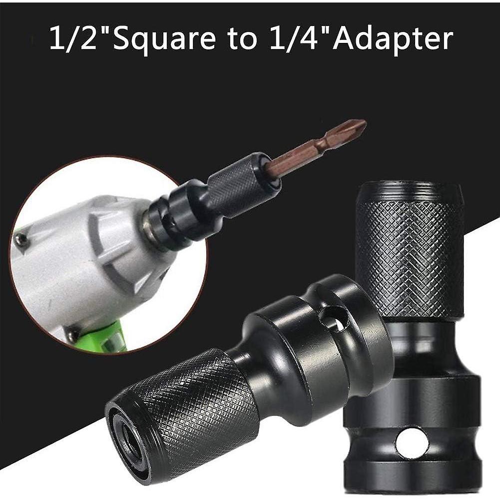 4 Piece Hex Shaft Adapter 1/2 Square Drive To 1/4 Hex Shaft Socket Adapter Ratchet Wrench Quick Rele
