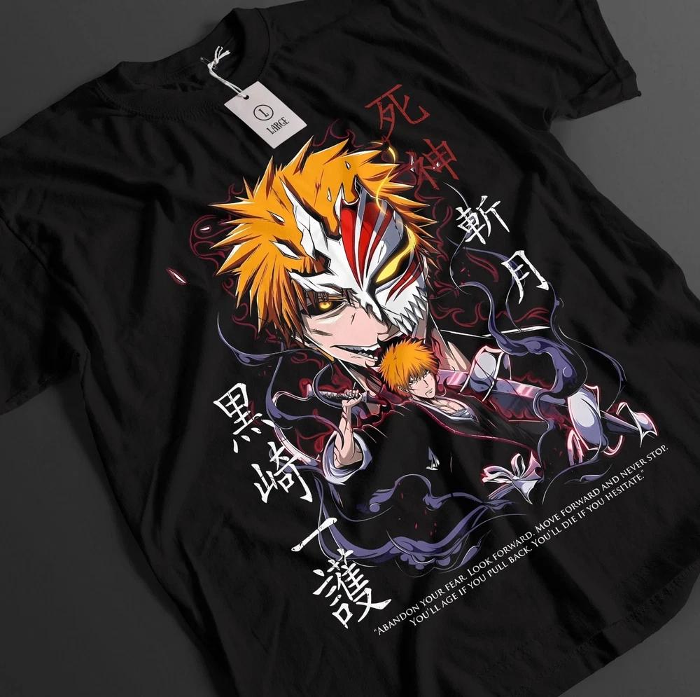 Bleach Anime Shirt Ichigo Bankai TShirt Byakuya Tshirt Aizen Zaraki Unisex Tee S
