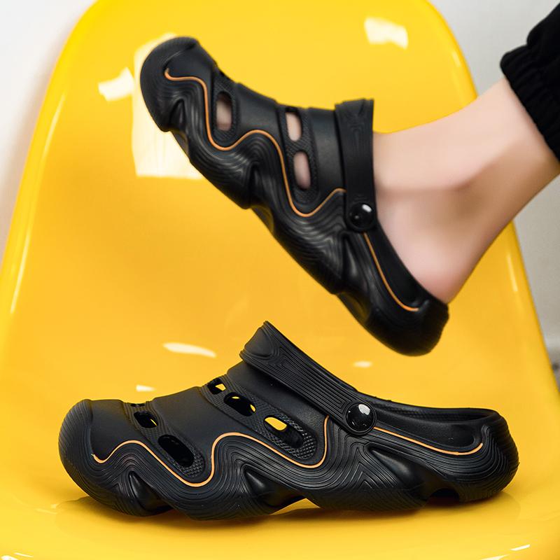 2 in 1 Fashion Men's Sandals Lightweight EVA Garden Shoes Indoor Outdoor Clogs Slippers Breathable Wading Shoes