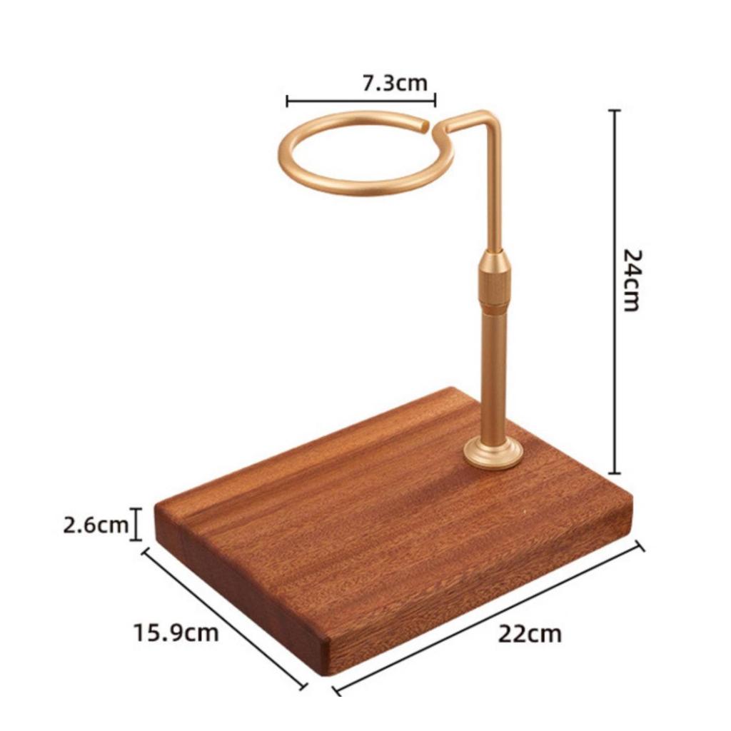 Adjustable Pour-Brew Stand with Wood Base Non-Slip Pour-over Coffee Strainer