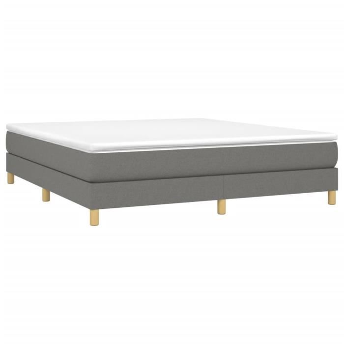 3144184 vidaXL Lit à sommier tapissier avec matelas Gris foncé 160x200cm Tissu