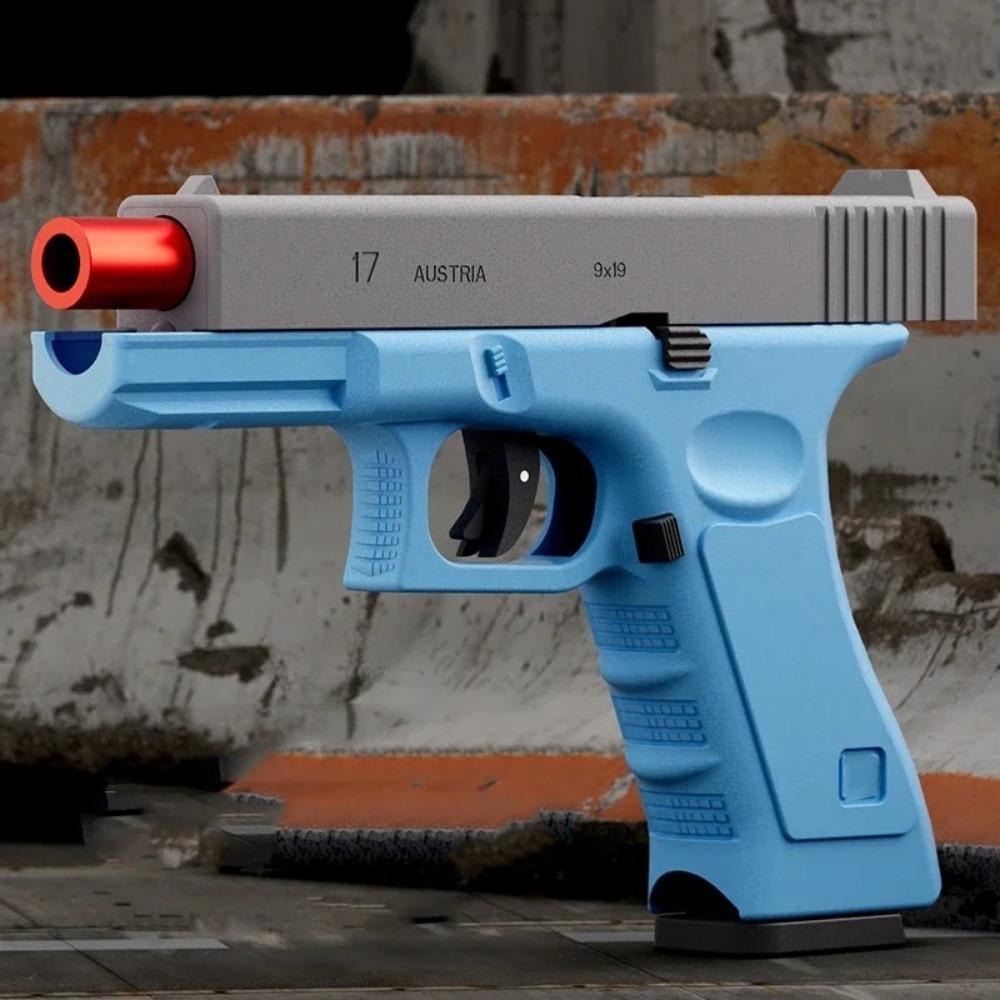 Shell Throwing G17 Automatic Shooting Soft Bullet Toy Gun with Blowback Outdoor Sports Shooting Game Christmas Gift for Children