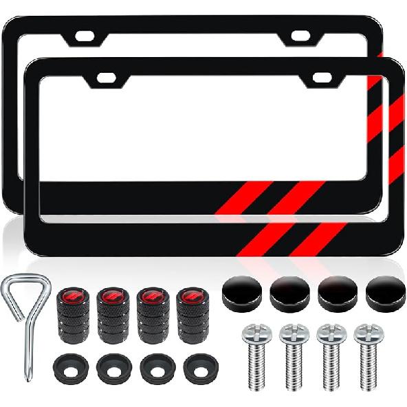 2PCS Matte License Plate Frames For Dodge Charger Accessories Challenger Durango Universal Solid Rust-Proof Aluminum License Plate Cover Holder For