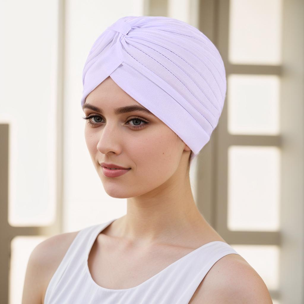 European & American Pleated Hijab and Watermelon Turban