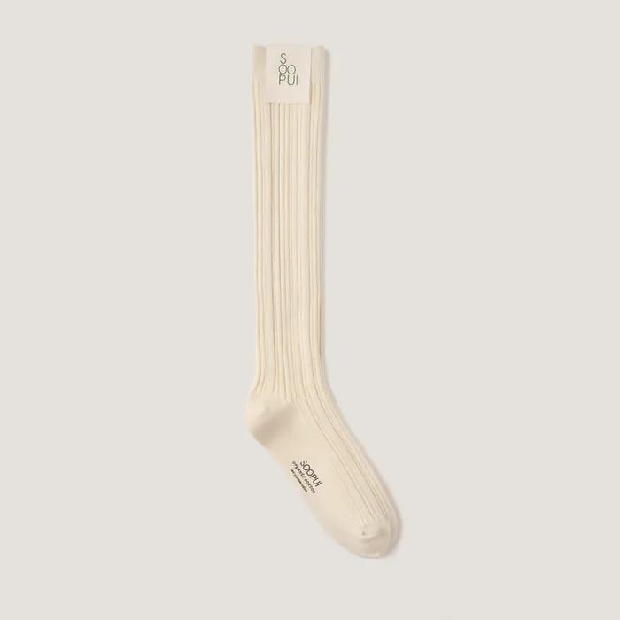 Organic Cotton Knee Socks In Ivory