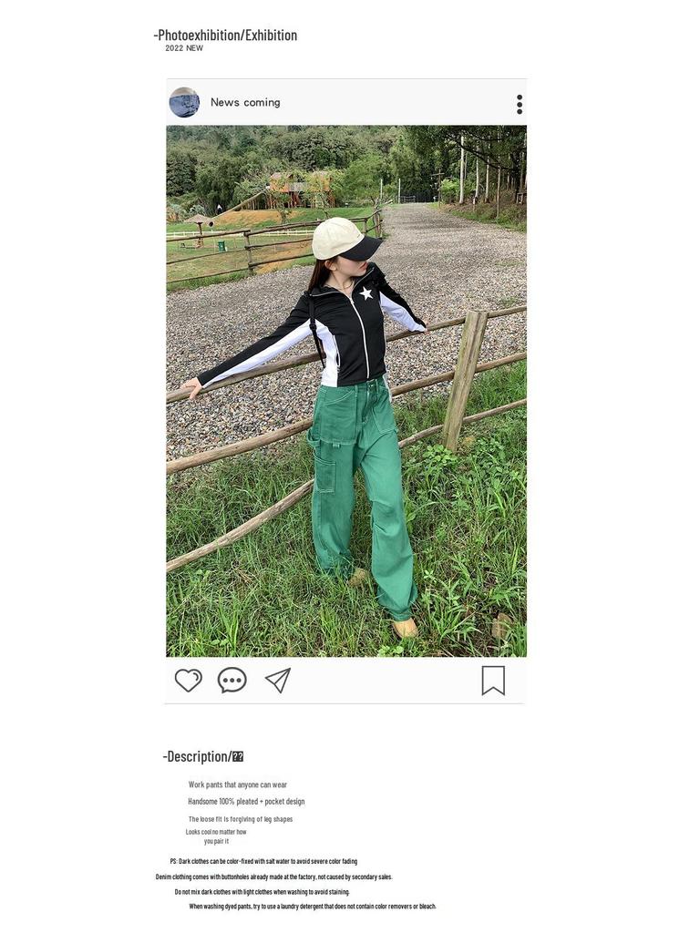 9-Hour American Retro Multi-Pocket Women's Cargo Pants - 2023 Spring Collection, Straight Leg Style