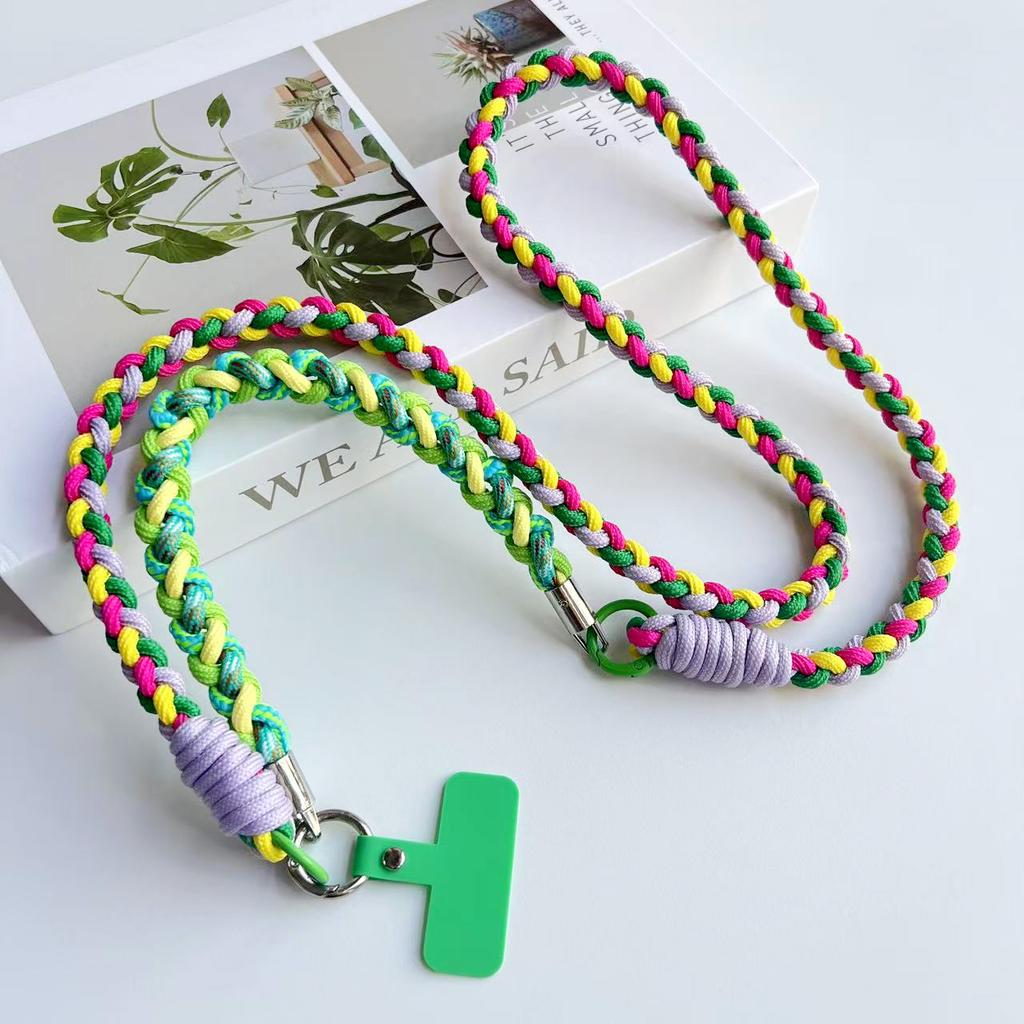 DIY Trzy w Jednym Pleciony Sznurek, Modna Torba na Telefon Komórkowy na Ramię, Długi Sznurek, Wielofunkcyjny Odpinany Krótki Sznurek na Nadgarstek