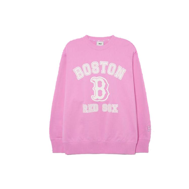 MLB Sweatshirts Unisex Pink Crew Neck Moderate Regular 3AMTV0131-43VOS XS