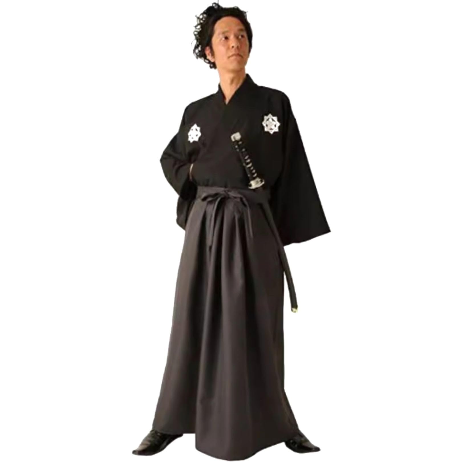 

Samurai Cosplay Kimono Costume Disguise Hakama Japanese Style Japanese Clothes Costume Event Disguise Party [Maatsu] (Samurai (Black))